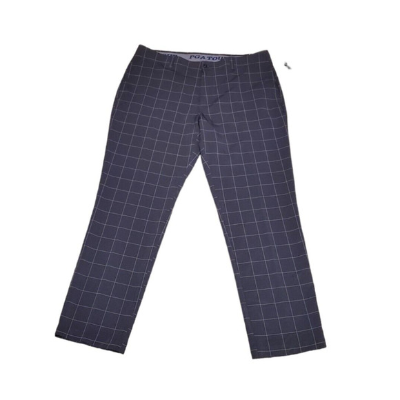 PGA Tour Golf Pants Plaid Black Pockets Stretch Active Waistband Men Size 38x32 - Picture 1 of 4